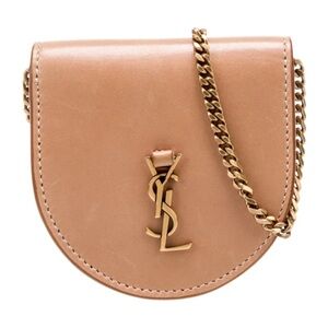 Yves Saint Laurent Tan Leather Crossbody with Gold YSL Chain